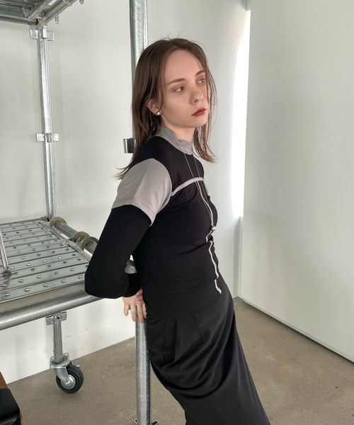 Didot.showroom（ディドット ショールーム）の「レイヤードボトルネックラインT（Tシャツ/カットソー・レディース・カーキ/チャコール/ホワイト・FREE）」の15枚目の写真