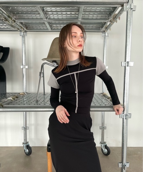 Didot.showroom（ディドット ショールーム）の「レイヤードボトルネックラインT（Tシャツ/カットソー・レディース・カーキ/チャコール/ホワイト・FREE）」の17枚目の写真