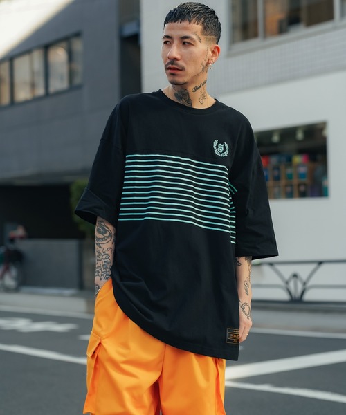 Subciety（サブサエティ）の「WIDE BORDER TEE（Tシャツ/カットソー・メンズ・グリーン/ホワイト/ブラック・MEDIUM/LARGE/X-LARGE）」の6枚目の写真