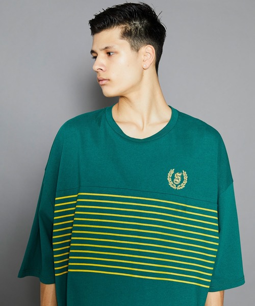 Subciety（サブサエティ）の「WIDE BORDER TEE（Tシャツ/カットソー・メンズ・グリーン/ホワイト/ブラック・MEDIUM/LARGE/X-LARGE）」の7枚目の写真