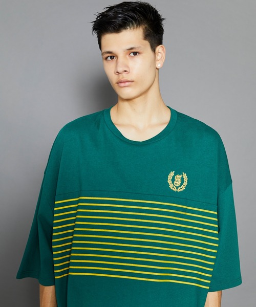 Subciety（サブサエティ）の「WIDE BORDER TEE（Tシャツ/カットソー・メンズ・グリーン/ホワイト/ブラック・MEDIUM/LARGE/X-LARGE）」の8枚目の写真