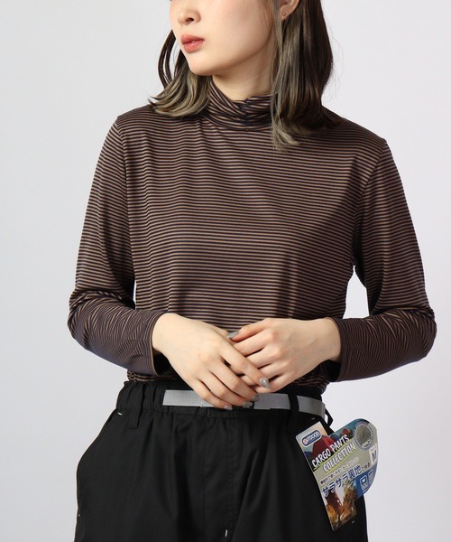 BRODIAEA(ブローディア)の「BRODIAEA テンセルボーダー スーパーストレッチ プルオーバー(Tシャツ/カットソー・レディース・グリーン/ブラック系その他/杢グレー/コーラル/ネイビー系/ワイン/レッド系その他/ライトブルー/ブラック/ネイビー・40)」の7枚目の写真