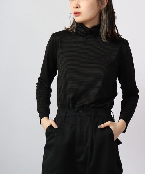 BRODIAEA(ブローディア)の「BRODIAEA テンセルボーダー スーパーストレッチ プルオーバー(Tシャツ/カットソー・レディース・グリーン/ブラック系その他/杢グレー/コーラル/ネイビー系/ワイン/レッド系その他/ライトブルー/ブラック/ネイビー・40)」の3枚目の写真
