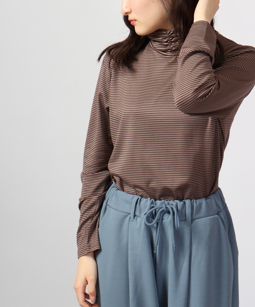 BRODIAEA(ブローディア)の「BRODIAEA テンセルボーダー スーパーストレッチ プルオーバー(Tシャツ/カットソー・レディース・グリーン/ブラック系その他/杢グレー/コーラル/ネイビー系/ワイン/レッド系その他/ライトブルー/ブラック/ネイビー・40)」の9枚目の写真