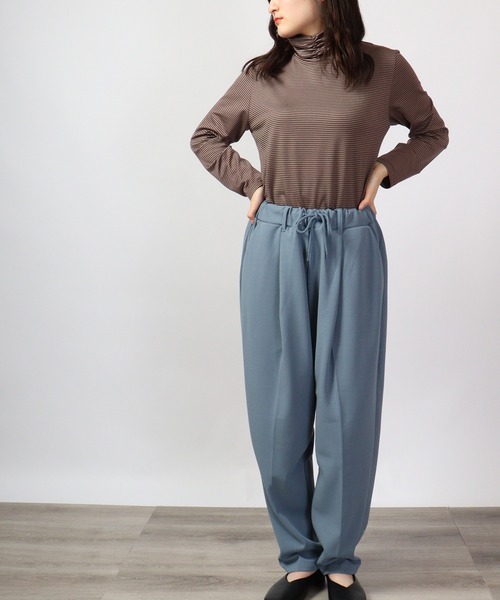 BRODIAEA(ブローディア)の「BRODIAEA テンセルボーダー スーパーストレッチ プルオーバー(Tシャツ/カットソー・レディース・グリーン/ブラック系その他/杢グレー/コーラル/ネイビー系/ワイン/レッド系その他/ライトブルー/ブラック/ネイビー・40)」の20枚目の写真