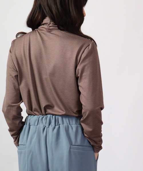 BRODIAEA(ブローディア)の「BRODIAEA テンセルボーダー スーパーストレッチ プルオーバー(Tシャツ/カットソー・レディース・グリーン/ブラック系その他/杢グレー/コーラル/ネイビー系/ワイン/レッド系その他/ライトブルー/ブラック/ネイビー・40)」の18枚目の写真
