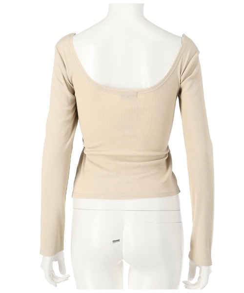 ANAP(アナップ)の「【パット付き】リブロングスリーブトップス(Tシャツ/カットソー・レディース・ホワイト/ブラック/ライトベージュ・FREE)」の5枚目の写真