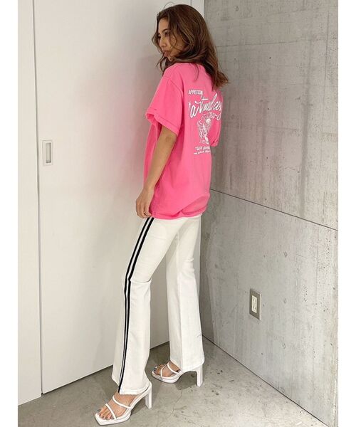 GYDA（ジェイダ）の「APPETIZINGダメージBIG Tシャツ（Tシャツ/カットソー・レディース・ピンク/チャコールグレー/オフホワイト・FREE）」の9枚目の写真