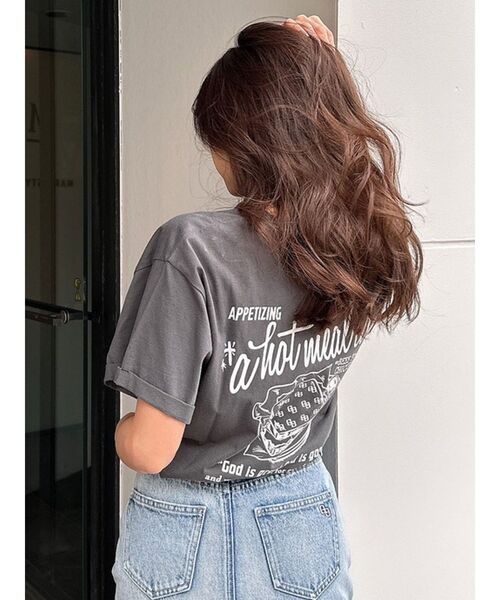 GYDA（ジェイダ）の「APPETIZINGダメージBIG Tシャツ（Tシャツ/カットソー・レディース・ピンク/チャコールグレー/オフホワイト・FREE）」の17枚目の写真