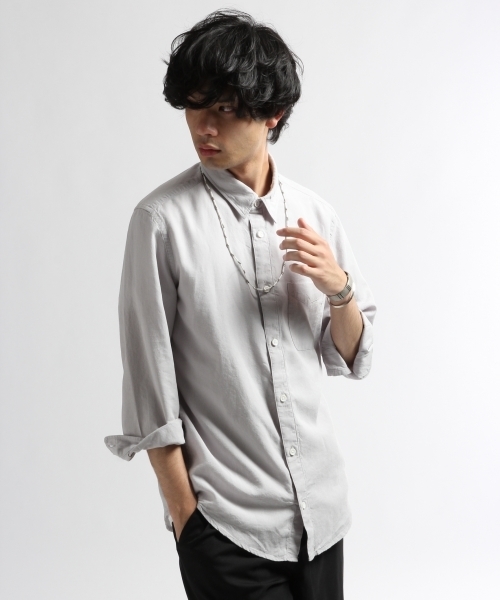 HARE(ハレ)の「フレンチリネンシャツ7分袖(HARE)(シャツ/ブラウス・メンズ・ライトグレー/ブルー/ネイビー/オフホワイト/グレー系その他・LARGE/SMALL/MEDIUM)」の3枚目の写真