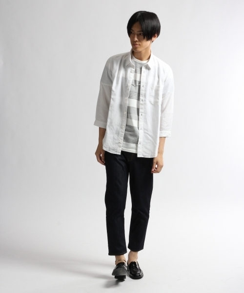 HARE(ハレ)の「フレンチリネンシャツ7分袖(HARE)(シャツ/ブラウス・メンズ・ライトグレー/ブルー/ネイビー/オフホワイト/グレー系その他・LARGE/SMALL/MEDIUM)」の14枚目の写真