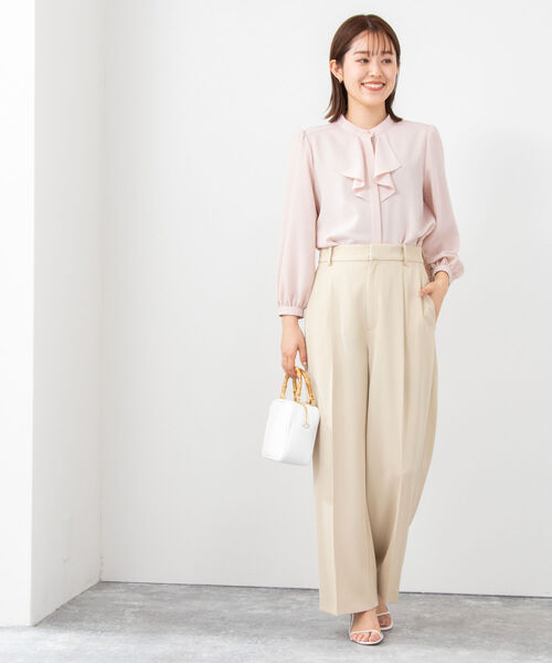 NOLLEY’S Sophi（ノーリーズソフィ）の「ジョーゼットラッフルブラウス（シャツ/ブラウス・レディース・ベビーピンク/オフホワイト/ホワイト系その他4・36/38）」の5枚目の写真