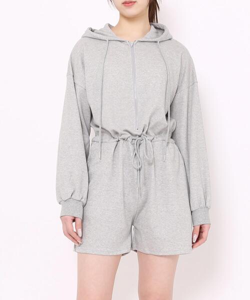 Figments（フィグメンツ）の「ショートロンパース（サロペット/オーバーオール・レディース・ブラック/グレー・FREE）」の12枚目の写真