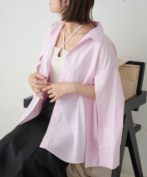 Ambre Ciel（アンブルシエル）の「袖スリットマルチウェイシャツ／【WEB/EC限定商品】（シャツ/ブラウス・レディース・ピンク/ブルー/オフホワイト/アイボリー・FREE）」の4枚目の写真