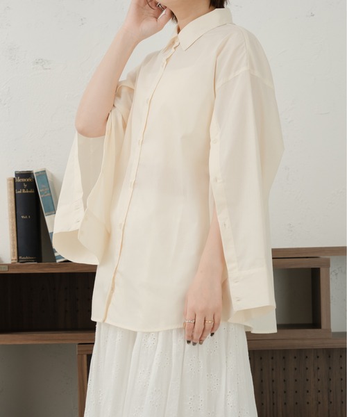 Ambre Ciel（アンブルシエル）の「袖スリットマルチウェイシャツ／【WEB/EC限定商品】（シャツ/ブラウス・レディース・ピンク/ブルー/オフホワイト/アイボリー・FREE）」の14枚目の写真