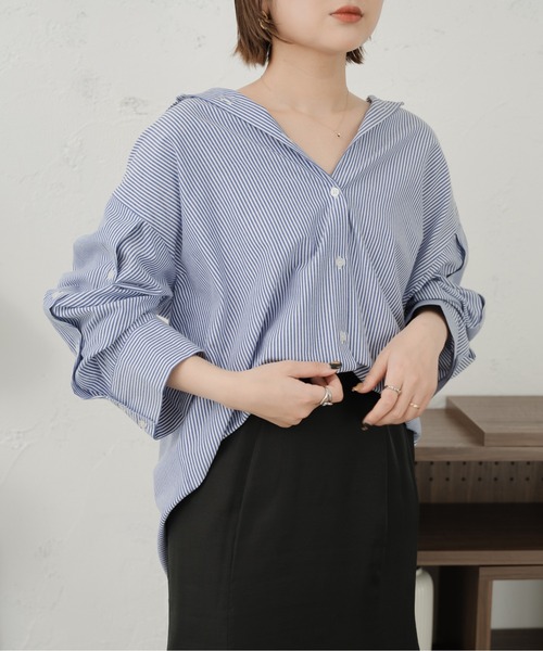 Ambre Ciel（アンブルシエル）の「袖スリットマルチウェイシャツ／【WEB/EC限定商品】（シャツ/ブラウス・レディース・ピンク/ブルー/オフホワイト/アイボリー・FREE）」の18枚目の写真