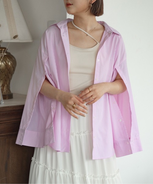 Ambre Ciel（アンブルシエル）の「袖スリットマルチウェイシャツ／【WEB/EC限定商品】（シャツ/ブラウス・レディース・ピンク/ブルー/オフホワイト/アイボリー・FREE）」の22枚目の写真