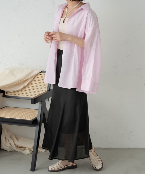 Ambre Ciel（アンブルシエル）の「袖スリットマルチウェイシャツ／【WEB/EC限定商品】（シャツ/ブラウス・レディース・ピンク/ブルー/オフホワイト/アイボリー・FREE）」の5枚目の写真