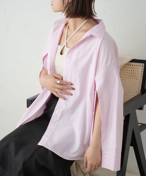 Ambre Ciel（アンブルシエル）の「袖スリットマルチウェイシャツ／【WEB/EC限定商品】（シャツ/ブラウス・レディース・ピンク/ブルー/オフホワイト/アイボリー・FREE）」の6枚目の写真