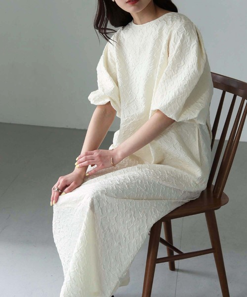 Lant Kalte（ラントカルテ）の「【Lant Kalte】ふくれジャガードワンピース（ワンピース・レディース・アイボリー/グレイッシュベージュ/ブラック・M）」の7枚目の写真