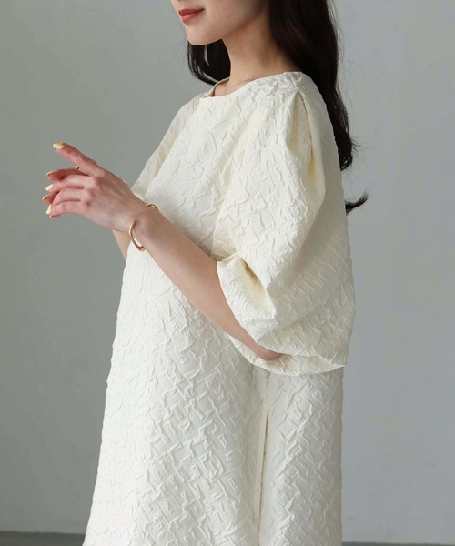 Lant Kalte（ラントカルテ）の「【Lant Kalte】ふくれジャガードワンピース（ワンピース・レディース・アイボリー/グレイッシュベージュ/ブラック・M）」の18枚目の写真