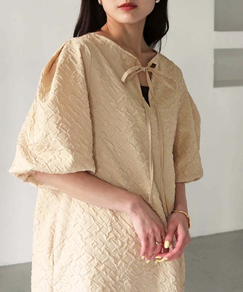 Lant Kalte（ラントカルテ）の「【Lant Kalte】ふくれジャガードワンピース（ワンピース・レディース・アイボリー/グレイッシュベージュ/ブラック・M）」の22枚目の写真