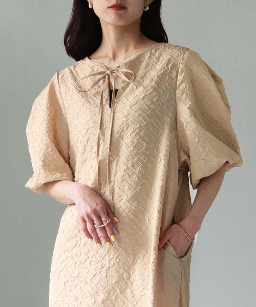 Lant Kalte（ラントカルテ）の「【Lant Kalte】ふくれジャガードワンピース（ワンピース・レディース・アイボリー/グレイッシュベージュ/ブラック・M）」の13枚目の写真