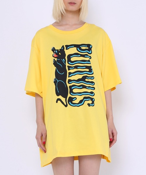 PUNYUS（プニュズ）の「ブラックパンサービッグＴシャツ（Tシャツ/カットソー・レディース・ホワイト/ブラック/イエロー・4/3）」の3枚目の写真