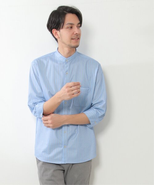 ikka(イッカ)の「7分袖イージーケアバンドカラーシャツ(シャツ/ブラウス・メンズ・ホワイト/ブルー・L/M/XL/S)」の11枚目の写真
