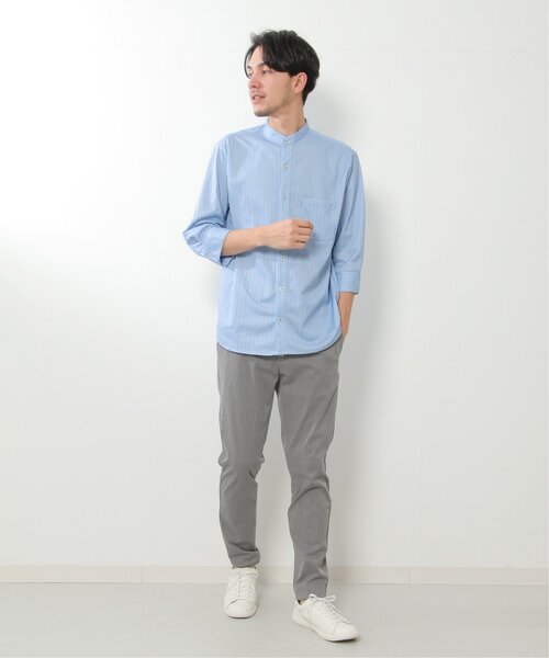 ikka(イッカ)の「7分袖イージーケアバンドカラーシャツ(シャツ/ブラウス・メンズ・ホワイト/ブルー・L/M/XL/S)」の12枚目の写真