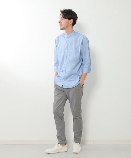 ikka(イッカ)の「7分袖イージーケアバンドカラーシャツ(シャツ/ブラウス・メンズ・ホワイト/ブルー・L/M/XL/S)」の13枚目の写真