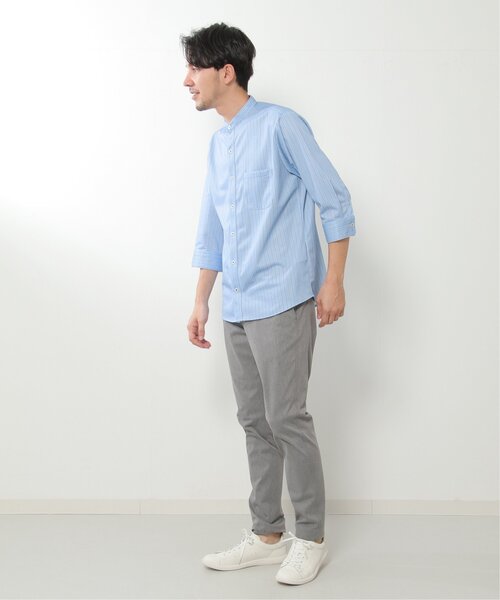 ikka(イッカ)の「7分袖イージーケアバンドカラーシャツ(シャツ/ブラウス・メンズ・ホワイト/ブルー・L/M/XL/S)」の14枚目の写真