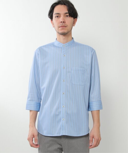 ikka(イッカ)の「7分袖イージーケアバンドカラーシャツ(シャツ/ブラウス・メンズ・ホワイト/ブルー・L/M/XL/S)」の21枚目の写真