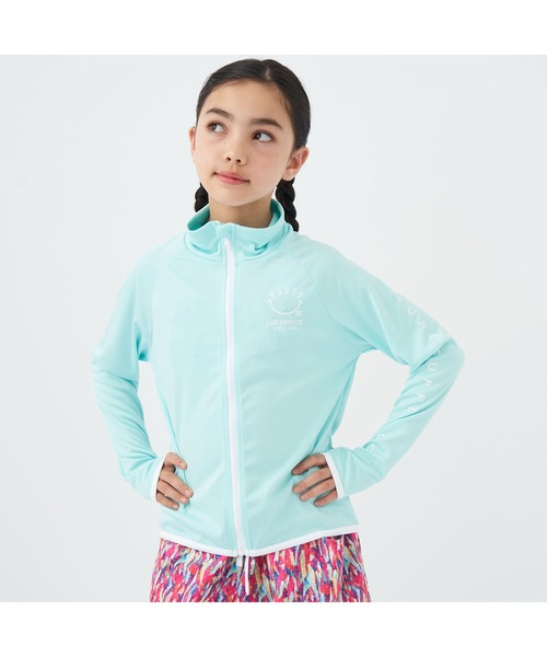 RUSTY（ラスティ）の「RUSTY/ラスティ 水着 水陸両用 吸汗速乾 UVカット ブランド ロゴ ワンポイント フルジップ 長袖 ラッシュガード（ラッシュガード・キッズ・ピンク/ホワイト/ブラック/イエロー/エメラルド・150cm/120cm/110cm/160cm/140cm/100cm/130cm）」の4枚目の写真