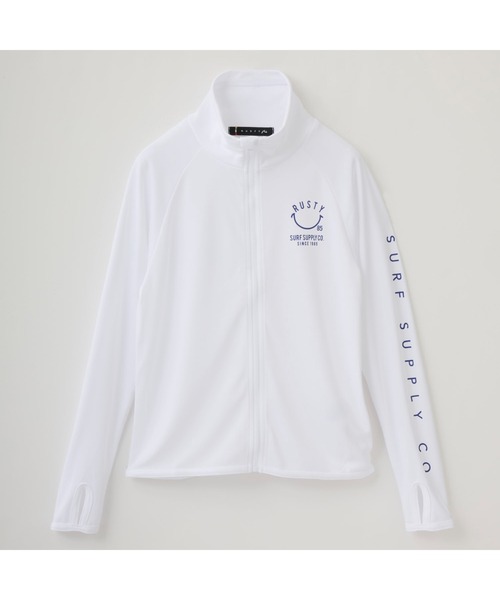 RUSTY（ラスティ）の「RUSTY/ラスティ 水着 水陸両用 吸汗速乾 UVカット ブランド ロゴ ワンポイント フルジップ 長袖 ラッシュガード（ラッシュガード・キッズ・ピンク/ホワイト/ブラック/イエロー/エメラルド・150cm/120cm/110cm/160cm/140cm/100cm/130cm）」の12枚目の写真