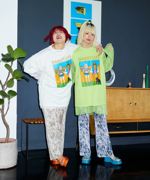 PUNYUS（プニュズ）の「タイダイ柄プリーツパンツ（その他パンツ・レディース・ブラック/カーキ・1/3/4/2）」の4枚目の写真