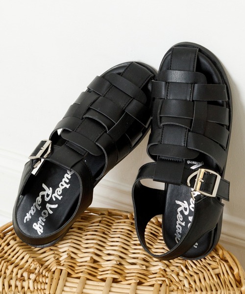 Noubel Voug Relax（ヌーベルヴォーグリラックス）の「メニーストラップグルカサンダル（サンダル・レディース・ブラック/ホワイト・M/LL/L/S）」の3枚目の写真