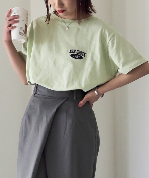 Riberry(リベリー)の「NEW JERSEY胸刺繍Tシャツ(Tシャツ/カットソー・レディース・ネイビー/ミント/オフホワイト/スミクロ/オートミール・FREE)」の2枚目の写真