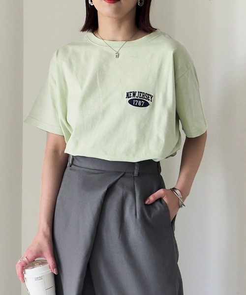 Riberry(リベリー)の「NEW JERSEY胸刺繍Tシャツ(Tシャツ/カットソー・レディース・ネイビー/ミント/オフホワイト/スミクロ/オートミール・FREE)」の22枚目の写真