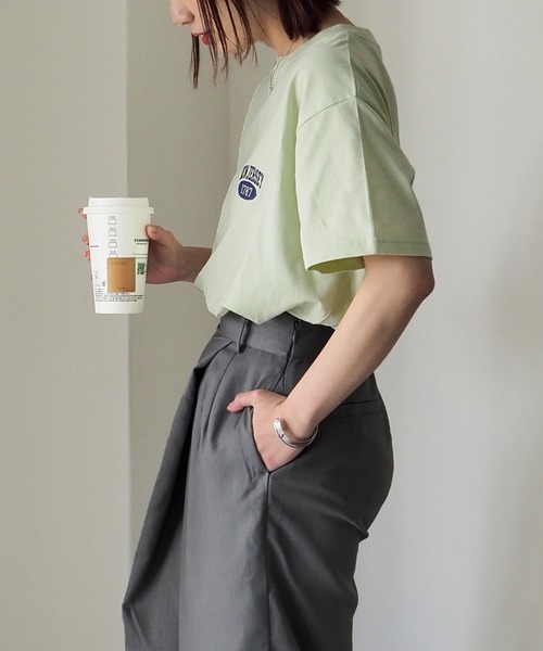 Riberry(リベリー)の「NEW JERSEY胸刺繍Tシャツ(Tシャツ/カットソー・レディース・ネイビー/ミント/オフホワイト/スミクロ/オートミール・FREE)」の8枚目の写真