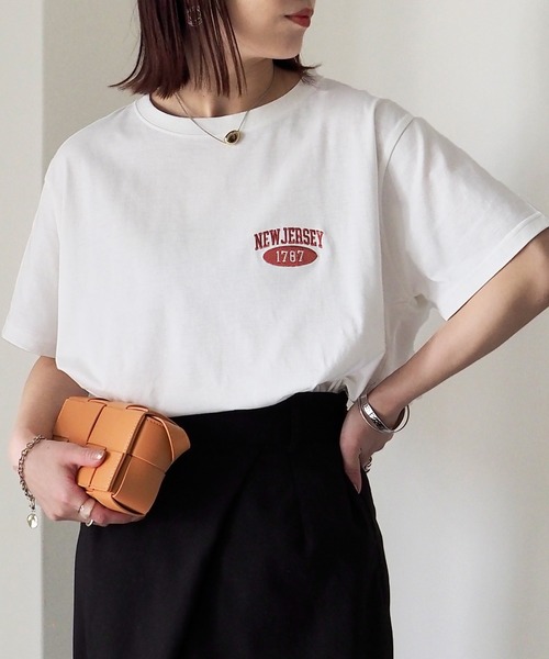 Riberry(リベリー)の「NEW JERSEY胸刺繍Tシャツ(Tシャツ/カットソー・レディース・ネイビー/ミント/オフホワイト/スミクロ/オートミール・FREE)」の11枚目の写真