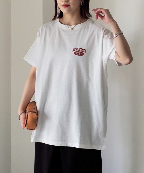 Riberry(リベリー)の「NEW JERSEY胸刺繍Tシャツ(Tシャツ/カットソー・レディース・ネイビー/ミント/オフホワイト/スミクロ/オートミール・FREE)」の17枚目の写真