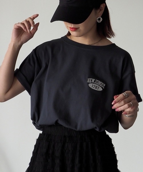 Riberry(リベリー)の「NEW JERSEY胸刺繍Tシャツ(Tシャツ/カットソー・レディース・ネイビー/ミント/オフホワイト/スミクロ/オートミール・FREE)」の18枚目の写真
