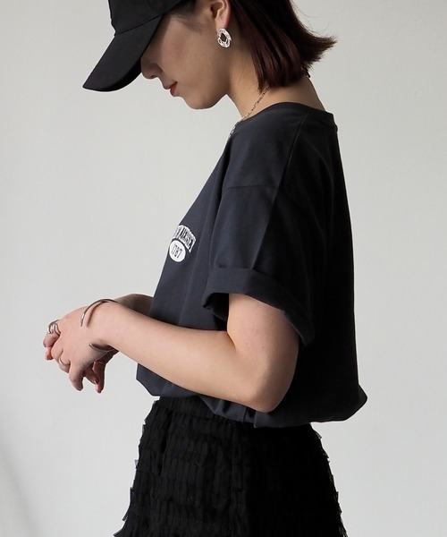 Riberry(リベリー)の「NEW JERSEY胸刺繍Tシャツ(Tシャツ/カットソー・レディース・ネイビー/ミント/オフホワイト/スミクロ/オートミール・FREE)」の10枚目の写真