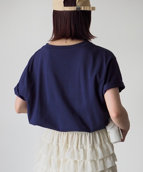Riberry(リベリー)の「NEW JERSEY胸刺繍Tシャツ(Tシャツ/カットソー・レディース・ネイビー/ミント/オフホワイト/スミクロ/オートミール・FREE)」の6枚目の写真