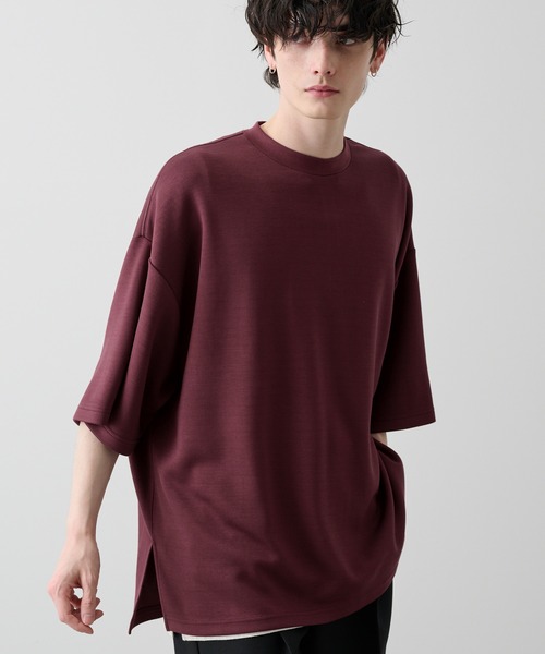 トゥエモントレゾア　幅広ベロア　リボン　ビッグシルエット　矢印　半袖　tシャツ ハイポンチビッグシルエットドレープ半袖カットソー（Tシャツ