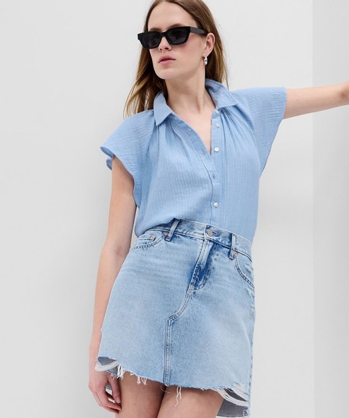 GAP（ギャップ）の「クリンクル ガーゼ メタリックストライプ ドルマン