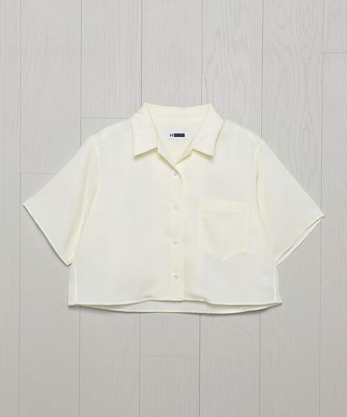 エイチビューティアンドユース H BEAUTY＆YOUTH 半袖シャツ SATIN OPEN COLLAR SHORT SLEEVE SHIRT サテ H BEAUTY&YOUTH UNITED ARROWS（エイチビューティーアンドユース
