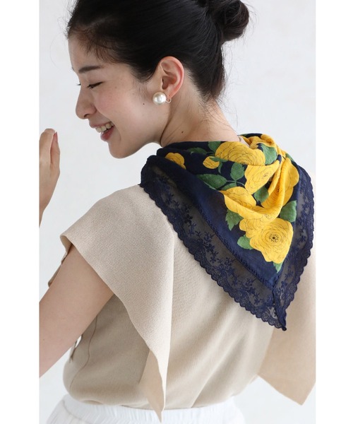 cawaii（カワイイ）の「（濃紺）ナフキンにもなる紐付き縁取りレースの