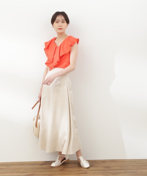 N.(N. Natural Beauty Basic)(エヌエヌナチュラルビューティーベーシック)の「◆コットンラッフルブラウス(シャツ/ブラウス・レディース・オフホワイト/ブラック/レッド・MEDIUM)」の11枚目の写真